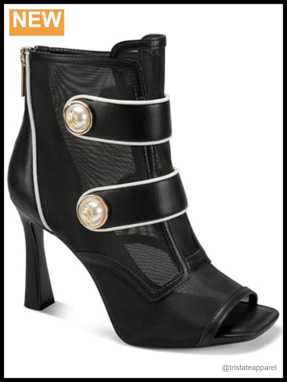 Peep Toe Sandal Bootie With Pearl Embellishments